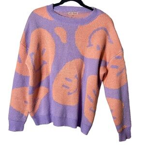 Bold Purple and Orange Crew Neck Sweater